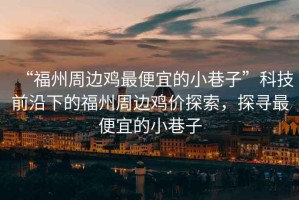 “福州周邊雞最便宜的小巷子”科技前沿下的福州周邊雞價探索，探尋最便宜的小巷子