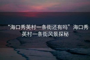 “海口秀英村一條街還有嗎”?？谛阌⒋逡粭l街風(fēng)景探秘