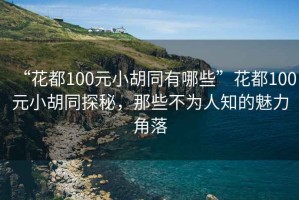 “花都100元小胡同有哪些”花都100元小胡同探秘，那些不為人知的魅力角落