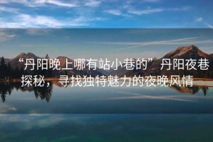 “丹陽晚上哪有站小巷的”丹陽夜巷探秘，尋找獨(dú)特魅力的夜晚風(fēng)情
