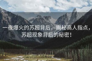 一夜爆火的蘇超背后，揭秘高人指點(diǎn)，蘇超現(xiàn)象背后的秘密！