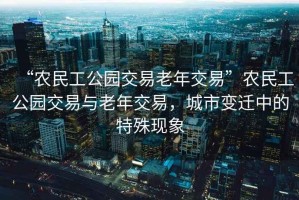 “農(nóng)民工公園交易老年交易”農(nóng)民工公園交易與老年交易，城市變遷中的特殊現(xiàn)象