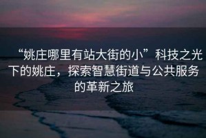 “姚莊哪里有站大街的小”科技之光下的姚莊，探索智慧街道與公共服務(wù)的革新之旅