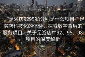 “足浴店929598分別是什么項目”足浴店科技化的體驗，探索數(shù)字背后的服務(wù)項目—關(guān)于足浴店中92、95、98項目的深度解析