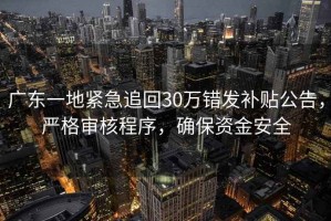廣東一地緊急追回30萬錯(cuò)發(fā)補(bǔ)貼公告，嚴(yán)格審核程序，確保資金安全