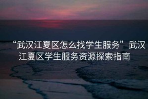 “武漢江夏區(qū)怎么找學生服務”武漢江夏區(qū)學生服務資源探索指南