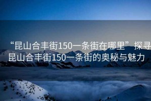 “昆山合豐街150一條街在哪里”探尋昆山合豐街150一條街的奧秘與魅力