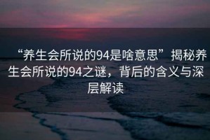 “養(yǎng)生會所說的94是啥意思”揭秘養(yǎng)生會所說的94之謎，背后的含義與深層解讀