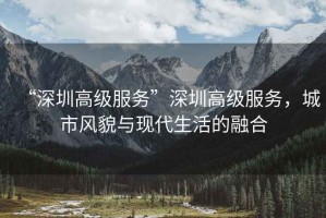 “深圳高級服務(wù)”深圳高級服務(wù)，城市風(fēng)貌與現(xiàn)代生活的融合