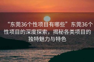 “東莞36個性項目有哪些”東莞36個性項目的深度探索，揭秘各類項目的獨特魅力與特色