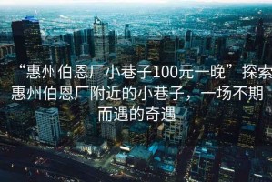 “惠州伯恩廠小巷子100元一晚”探索惠州伯恩廠附近的小巷子，一場(chǎng)不期而遇的奇遇
