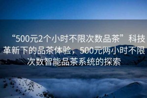 “500元2個(gè)小時(shí)不限次數(shù)品茶”科技革新下的品茶體驗(yàn)，500元兩小時(shí)不限次數(shù)智能品茶系統(tǒng)的探索