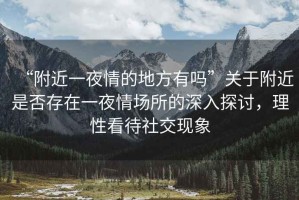 “附近一夜情的地方有嗎”關(guān)于附近是否存在一夜情場所的深入探討，理性看待社交現(xiàn)象