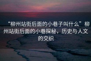 “柳州站街后面的小巷子叫什么”柳州站街后面的小巷探秘，歷史與人文的交織