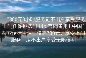 “300元3小時(shí)服務(wù)足不出戶享受服務(wù)上門任你挑選1114b.官網(wǎng)備用1.中國(guó)”探索便捷生活，僅需300元，享受上門服務(wù)，足不出戶享受無(wú)限便利
