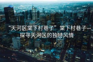 “天河區(qū)棠下村巷子”棠下村巷子—探尋天河區(qū)的獨特風情