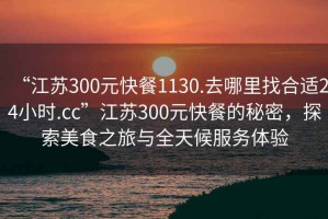 “江蘇300元快餐1130.去哪里找合適24小時(shí).cc”江蘇300元快餐的秘密，探索美食之旅與全天候服務(wù)體驗(yàn)