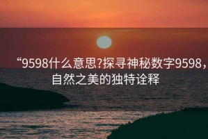 “9598什么意思?探尋神秘?cái)?shù)字9598，自然之美的獨(dú)特詮釋