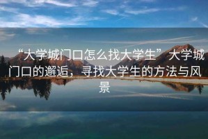 “大學(xué)城門口怎么找大學(xué)生”大學(xué)城門口的邂逅，尋找大學(xué)生的方法與風(fēng)景