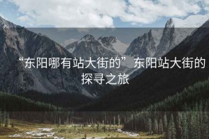 “東陽(yáng)哪有站大街的”東陽(yáng)站大街的探尋之旅