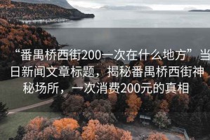 “番禺橋西街200一次在什么地方”當(dāng)日新聞文章標(biāo)題，揭秘番禺橋西街神秘場所，一次消費200元的真相