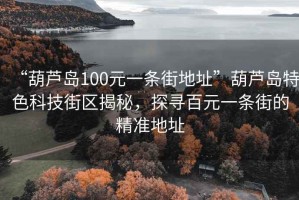“葫蘆島100元一條街地址”葫蘆島特色科技街區(qū)揭秘，探尋百元一條街的精準(zhǔn)地址