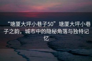 “塘廈大坪小巷子50”塘廈大坪小巷子之韻，城市中的隱秘角落與獨(dú)特記憶