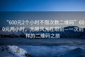 “600元2個(gè)小時(shí)不限次數(shù)二維碼”600元兩小時(shí)，無限風(fēng)光在眼前—一次別樣的二維碼之旅