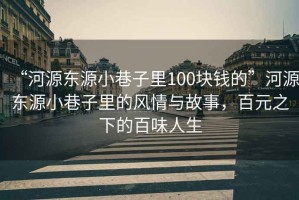“河源東源小巷子里100塊錢的”河源東源小巷子里的風(fēng)情與故事，百元之下的百味人生