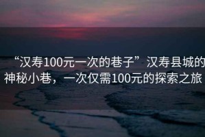 “漢壽100元一次的巷子”漢壽縣城的神秘小巷，一次僅需100元的探索之旅