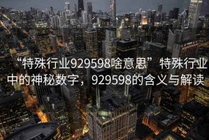 “特殊行業(yè)929598啥意思”特殊行業(yè)中的神秘數(shù)字，929598的含義與解讀