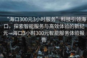 “?？?00元3小時服務”科技引領海口，探索智能服務與高效體驗的新紀元—?？?小時300元智能服務體驗報告