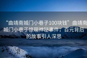 “曲靖南城門小巷子100塊錢”曲靖南城門小巷子驚現(xiàn)神秘事件，百元背后的故事引人深思