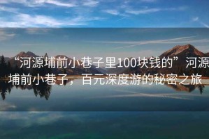 “河源埔前小巷子里100塊錢(qián)的”河源埔前小巷子，百元深度游的秘密之旅