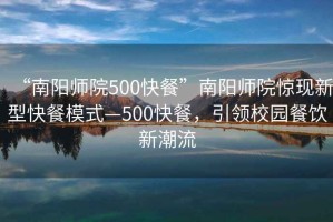 “南陽(yáng)師院500快餐”南陽(yáng)師院驚現(xiàn)新型快餐模式—500快餐，引領(lǐng)校園餐飲新潮流
