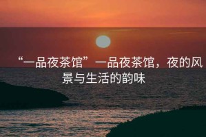 “一品夜茶館”一品夜茶館，夜的風(fēng)景與生活的韻味