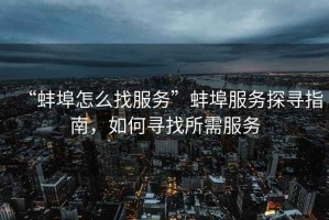 “蚌埠怎么找服務(wù)”蚌埠服務(wù)探尋指南，如何尋找所需服務(wù)