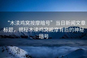 “木瀆雞窩按摩暗號(hào)”當(dāng)日新聞文章標(biāo)題，揭秘木瀆雞窩按摩背后的神秘暗號(hào)