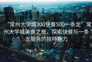 “常州大學(xué)城300快餐500一條龍”常州大學(xué)城美食之旅，探索快餐與一條龍服務(wù)的獨(dú)特魅力