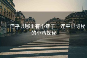 “連平縣哪里有小巷子”連平縣隱秘的小巷探秘