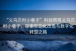 “義烏貝村小巷子”科技照亮義烏貝村小巷子，探索智能化改造與數(shù)字化轉(zhuǎn)型之路