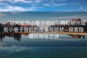 “柳州站街小巷子地址”揭秘柳州站街小巷子背后的故事與現(xiàn)狀—探索隱藏的地址之謎