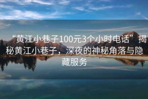 “黃江小巷子100元3個(gè)小時(shí)電話”揭秘黃江小巷子，深夜的神秘角落與隱藏服務(wù)