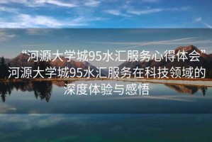 “河源大學城95水匯服務心得體會”河源大學城95水匯服務在科技領域的深度體驗與感悟