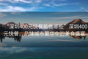 “深圳400元快餐能做哪些”深圳400元快餐，品味城市繁華中的美食盛宴