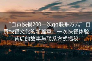 “自貢快餐200一次qq聯(lián)系方式”自貢快餐文化的新篇章，一次快餐體驗(yàn)背后的故事與聯(lián)系方式揭秘