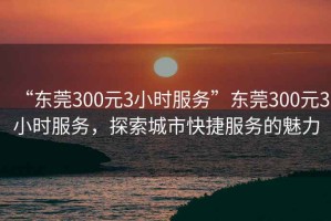 “東莞300元3小時(shí)服務(wù)”東莞300元3小時(shí)服務(wù)，探索城市快捷服務(wù)的魅力