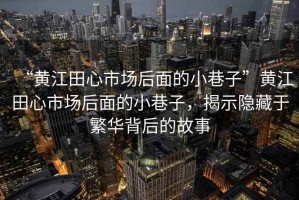 “黃江田心市場后面的小巷子”黃江田心市場后面的小巷子，揭示隱藏于繁華背后的故事