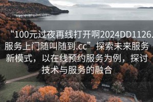 “100元過夜再線打開啊2024DD1126.服務(wù)上門隨叫隨到.cc”探索未來服務(wù)新模式，以在線預(yù)約服務(wù)為例，探討技術(shù)與服務(wù)的融合