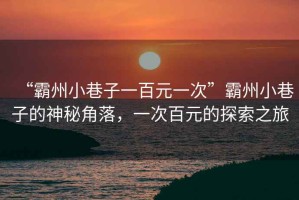 “霸州小巷子一百元一次”霸州小巷子的神秘角落，一次百元的探索之旅